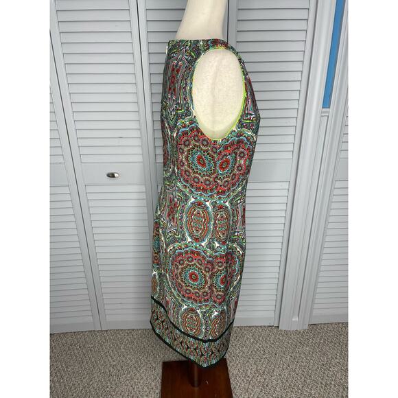 London Times sleeveless bright multi color sheath dress women's size 10 - Picture 2 of 5